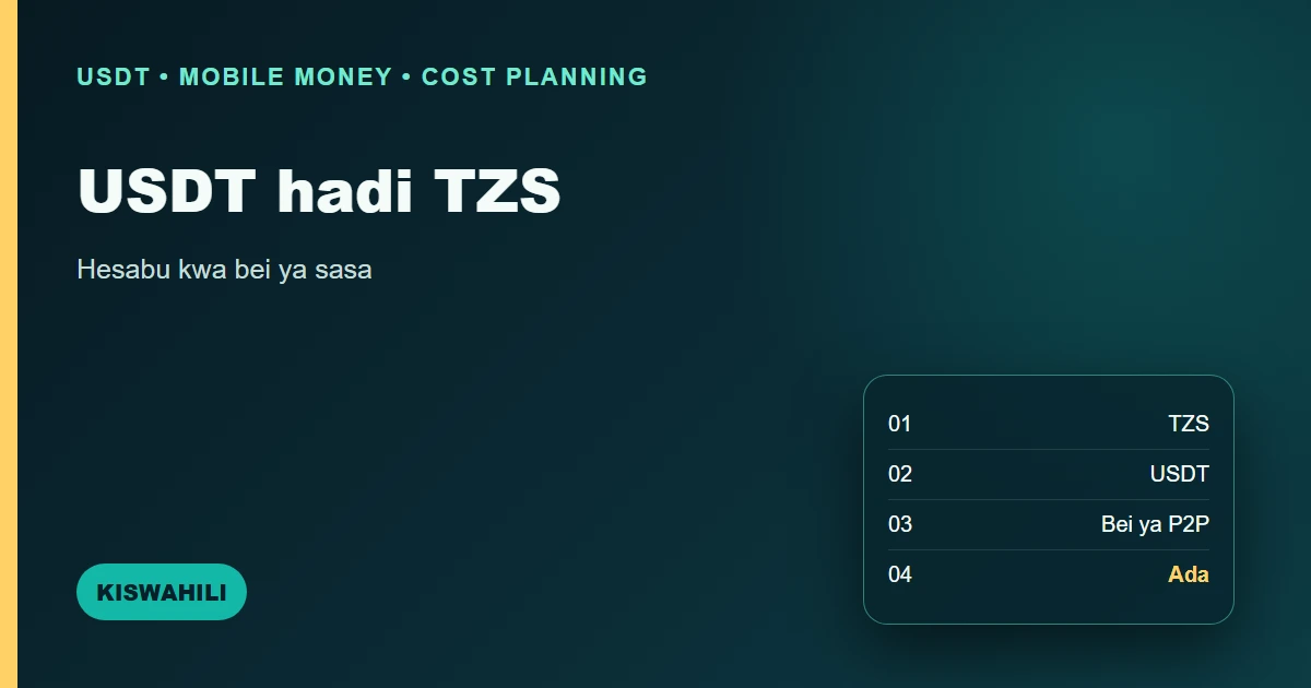 Jinsi ya kukokotoa USDT hadi TZS bila bei ya kubuni