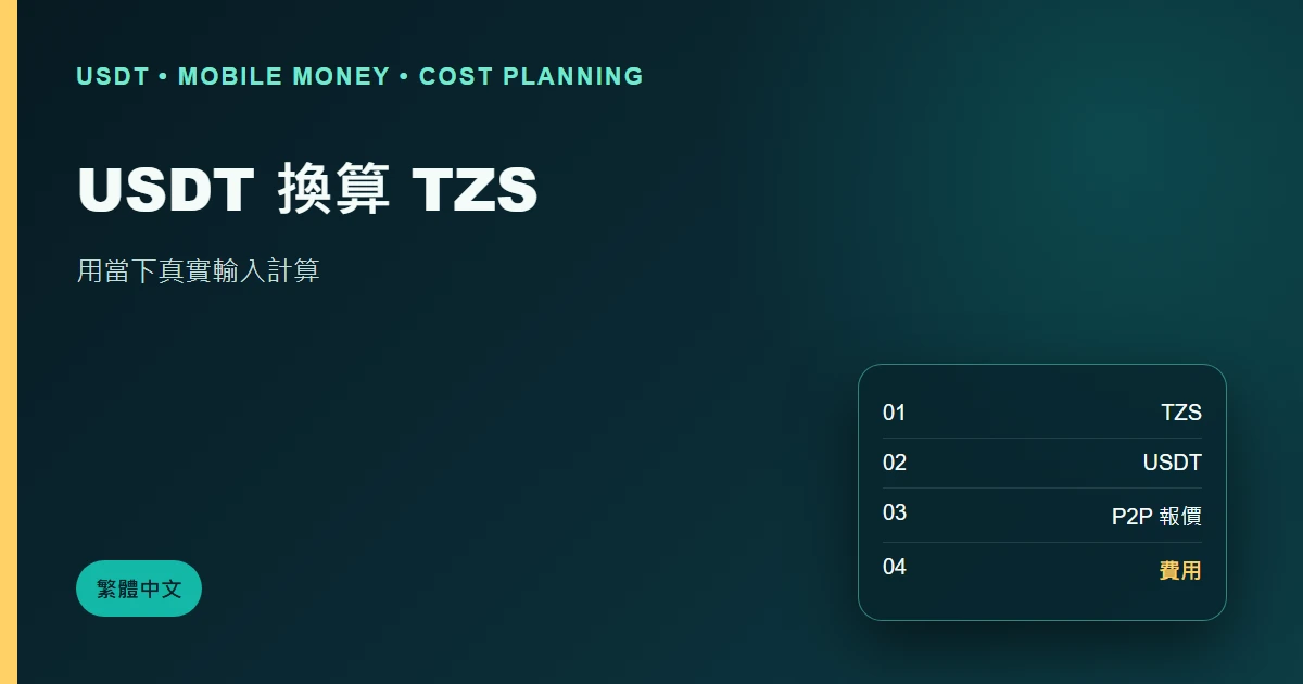 USDT 換算 TZS：手工計算最後實收